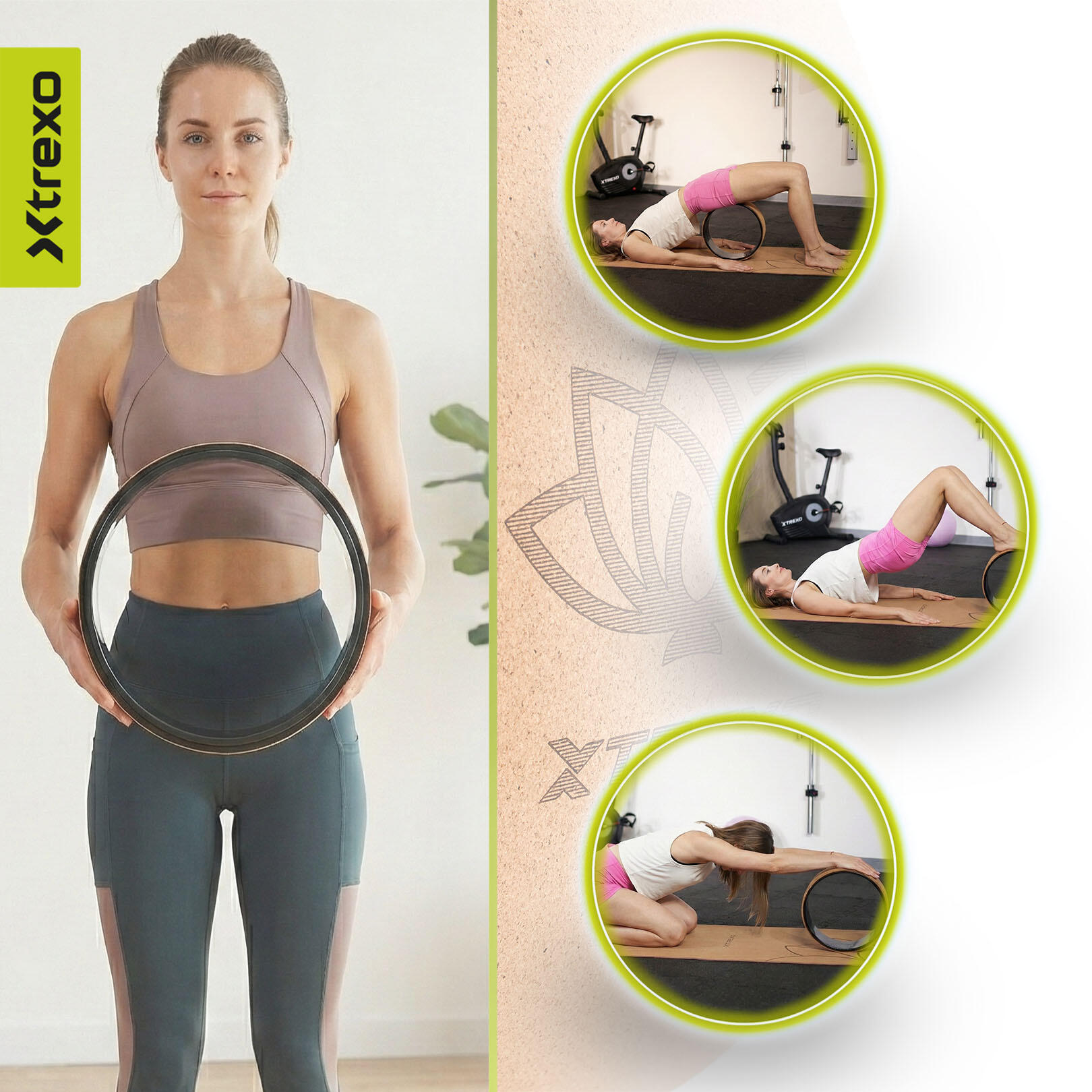 Aro de yoga XTREXO de cortiça TXO-B4Z023-NC 5/7