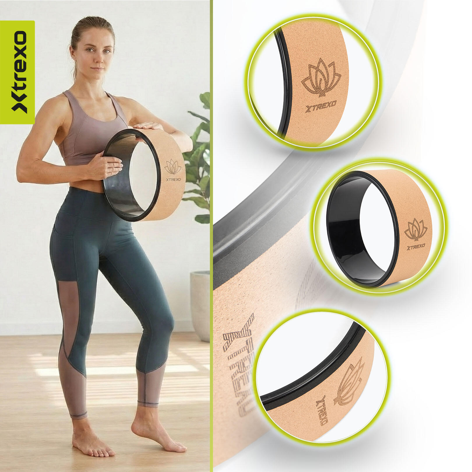 Aro de yoga XTREXO de cortiça TXO-B4Z023-NC 4/7