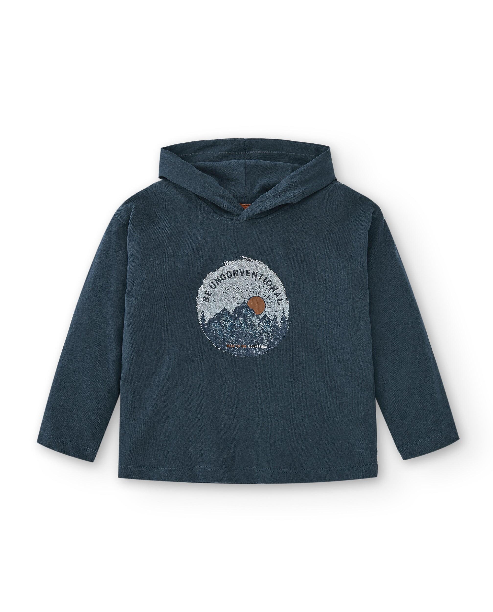 Camiseta de niño azul con capucha 2/3