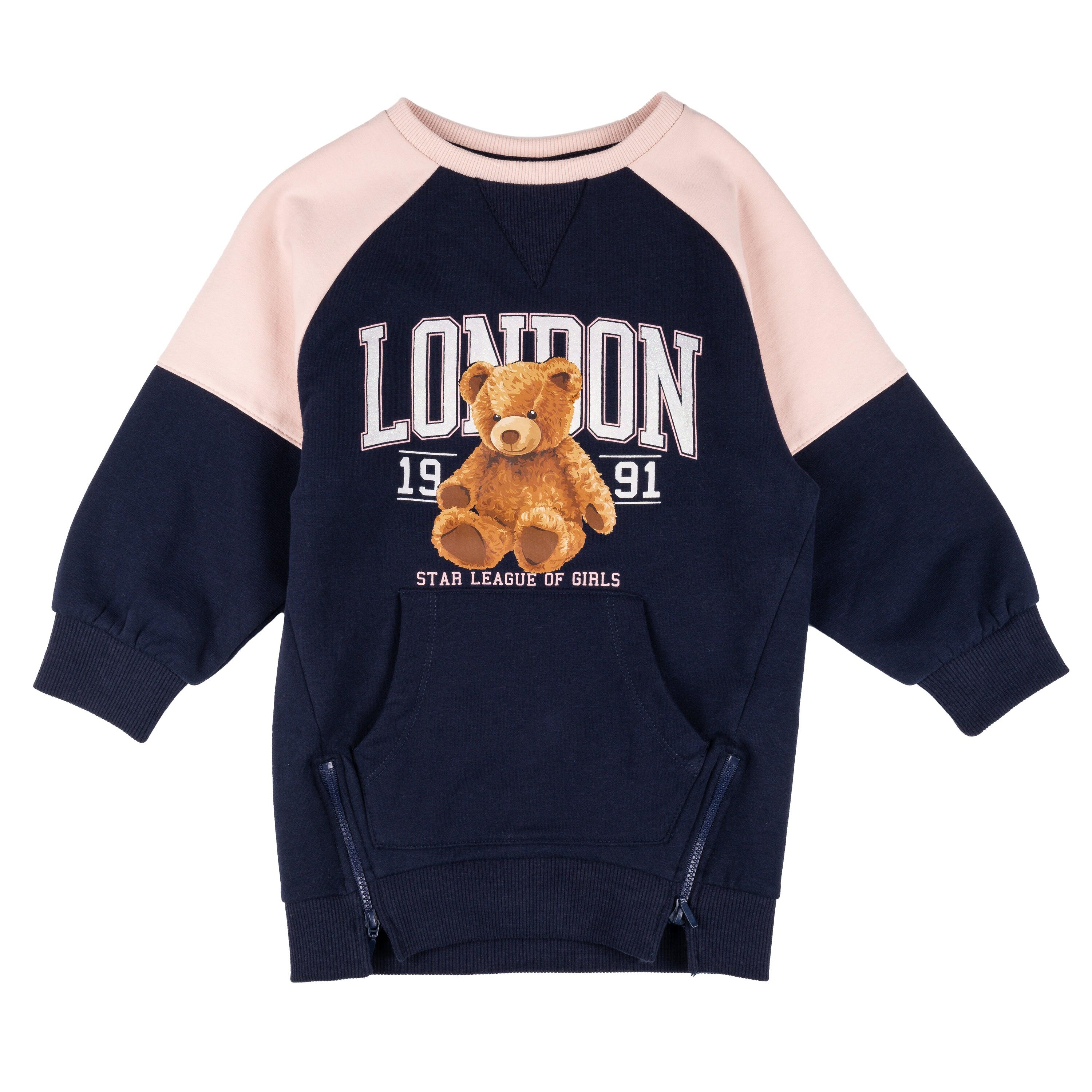 Vestido teddy azul marinho para menina, estilo 3/5