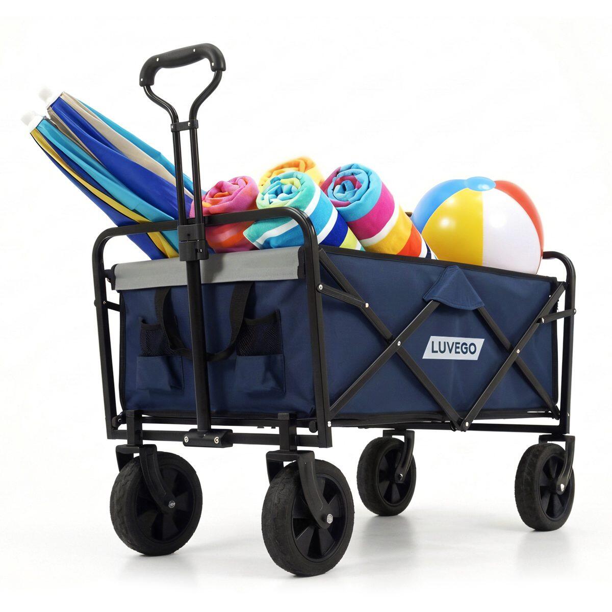 Luvego - Chariot Pliable De Camping - Pour Matériel De Camping 80 Kg - Bleu Foncé - Chariot De Transport - Bleu - No Size - Decathlon