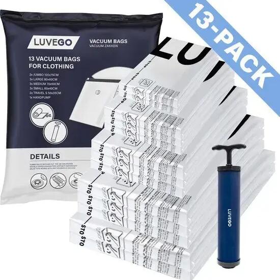 13 Pack Vacuum Bags - Various Sizes - Hand Pump