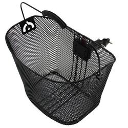 Panier vélo avant acier nid abeille avec anse fixation rapide sur potence à plon
