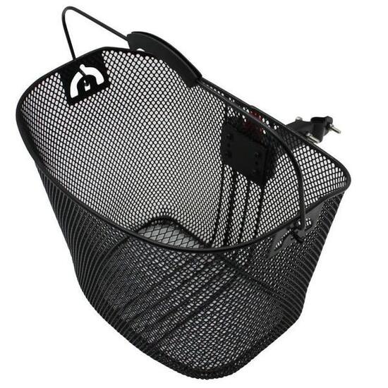 Panier vélo avant acier nid abeille avec anse fixation rapide sur potence à plon