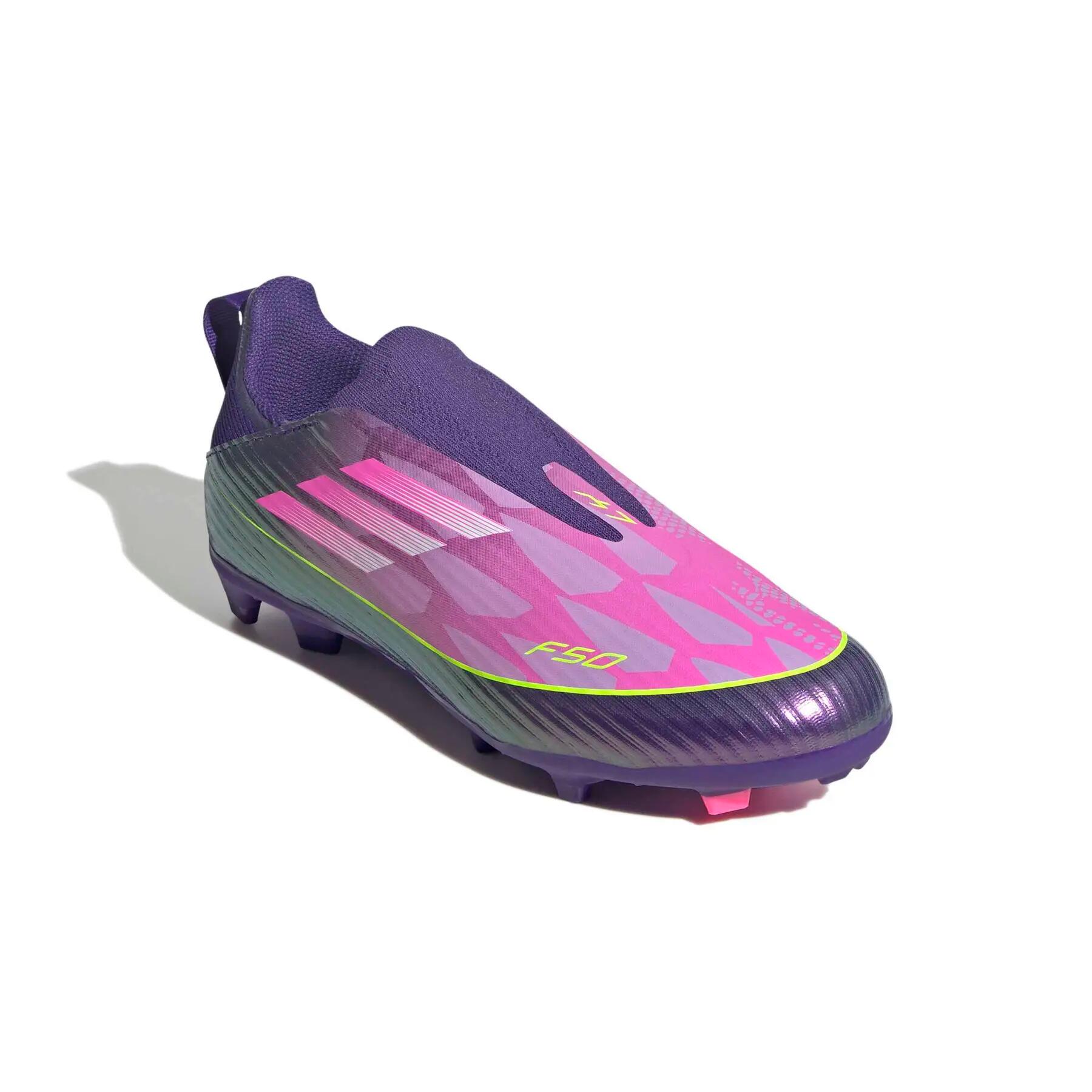 Botas de fútbol sin cordones para niños adidas F50 League Lamine Yamal FG/AG 3/7