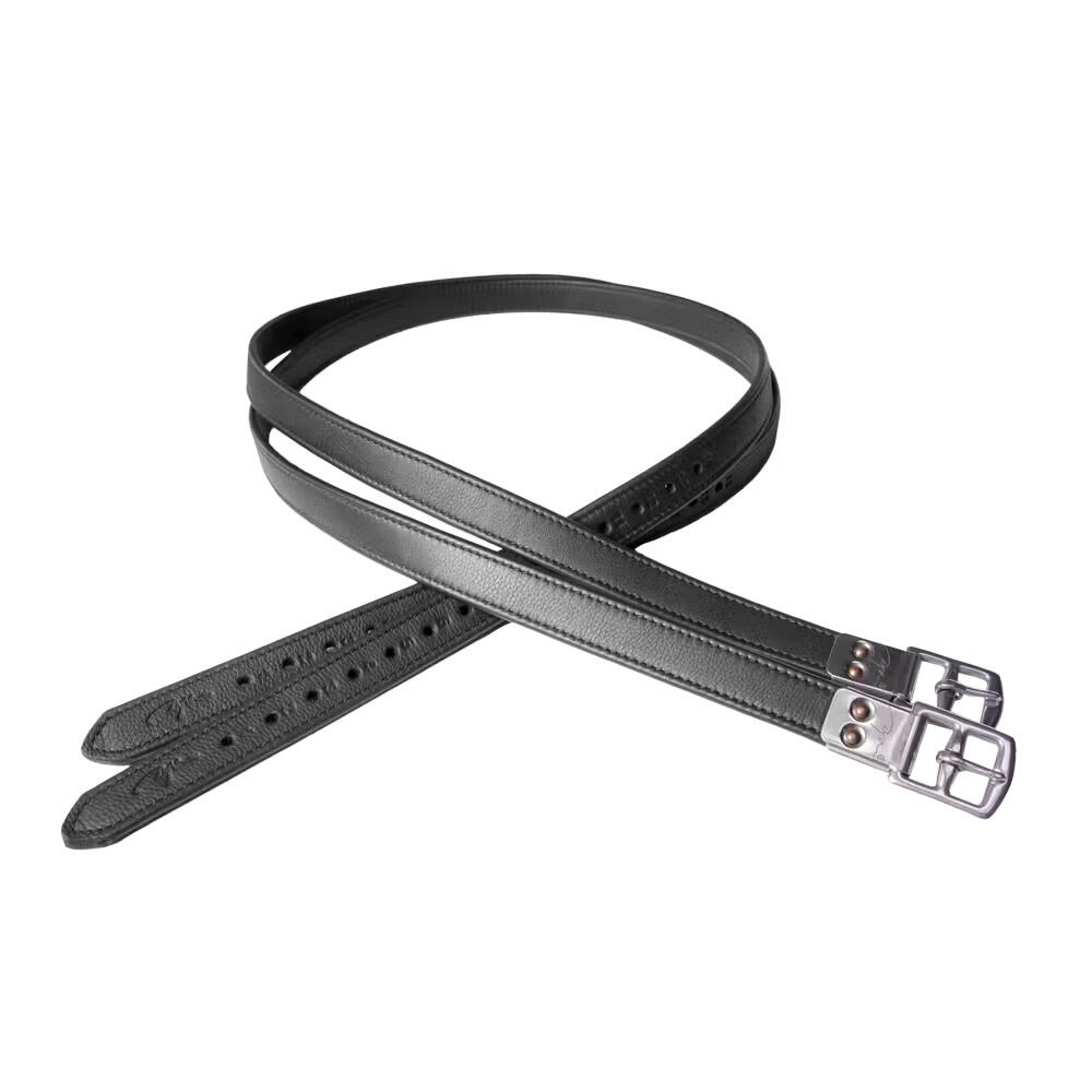 Dy\'on Premium Zachte Lederen Stijgbeugelriem Zwart -