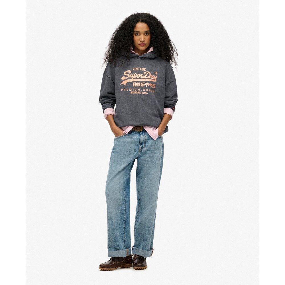 Fémes fényes kapucnis pulóver Superdry Vintage Logo 2/6