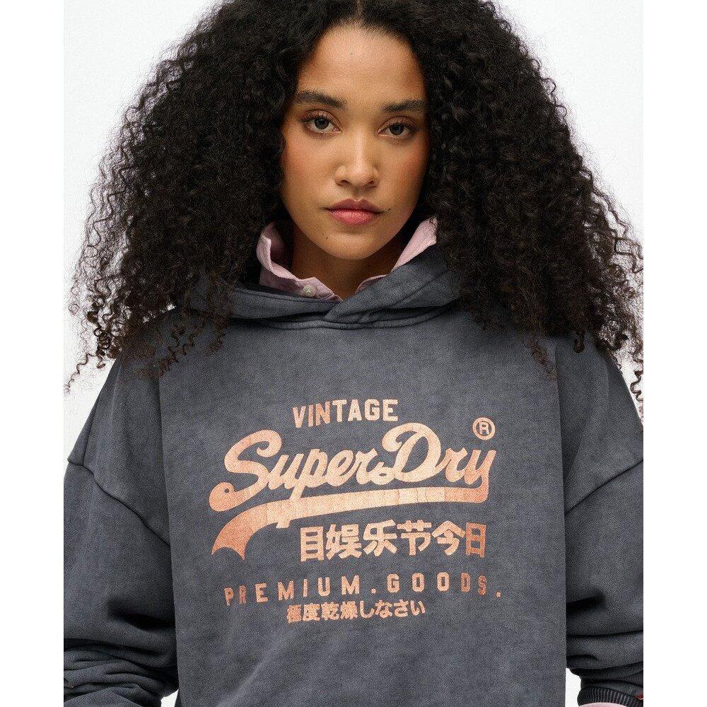Fémes fényes kapucnis pulóver Superdry Vintage Logo 5/6