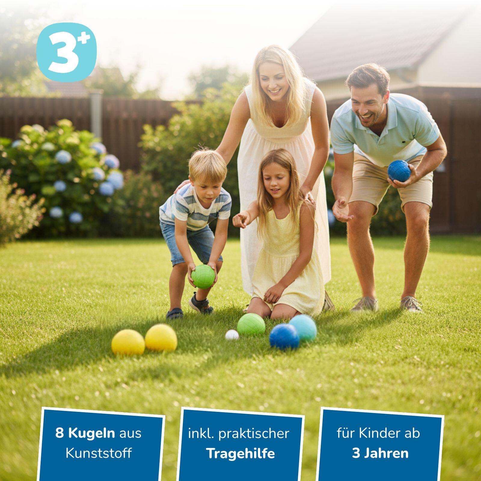 Boccia Set 9-teilig – buntes Wurfspiel für Kinder ab 3 Jahren mit Tragekorb 2/7