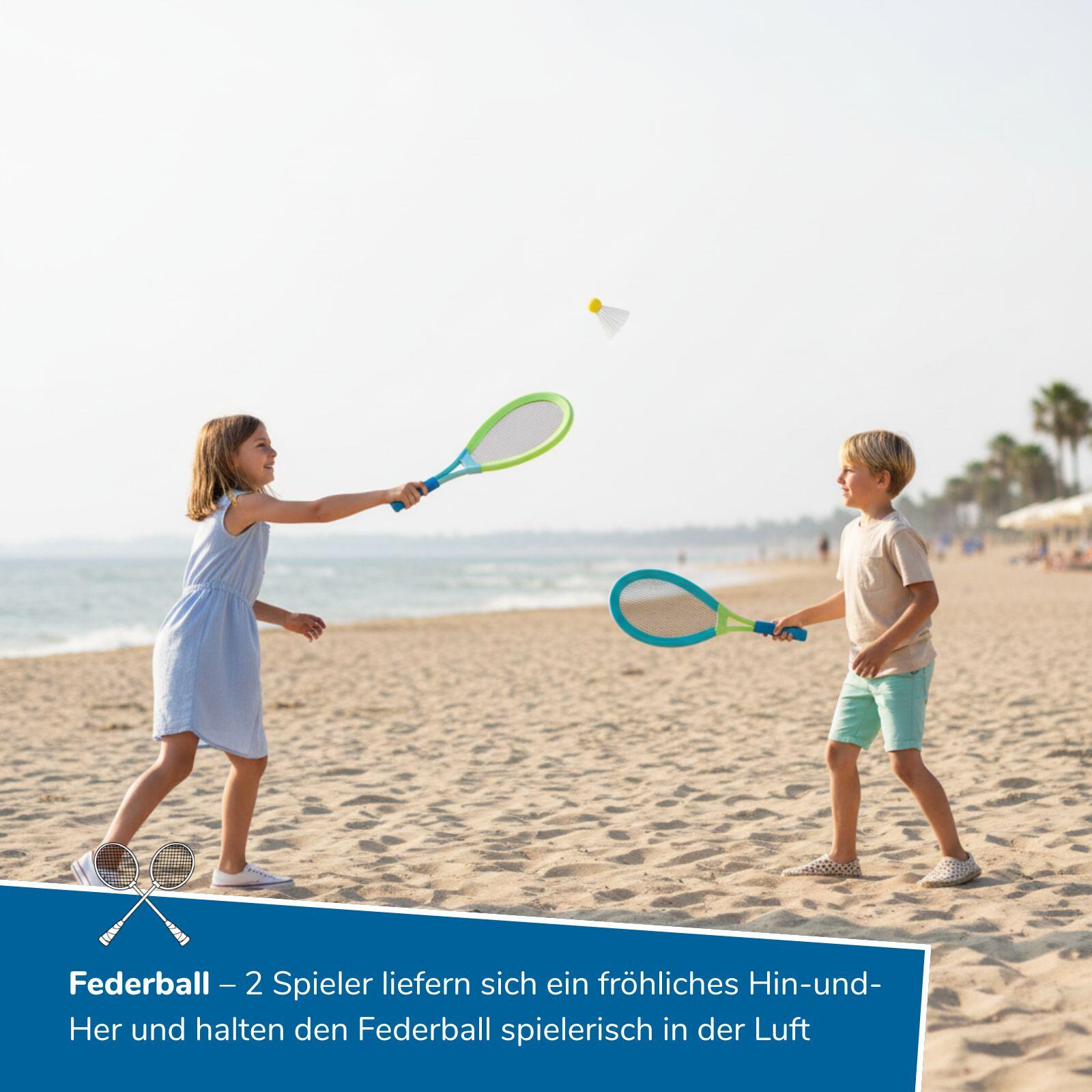 2 in 1 Riesen Federball & Soft-Tennis Set - XL Beachball-Set für Kinder ab 5 3/7