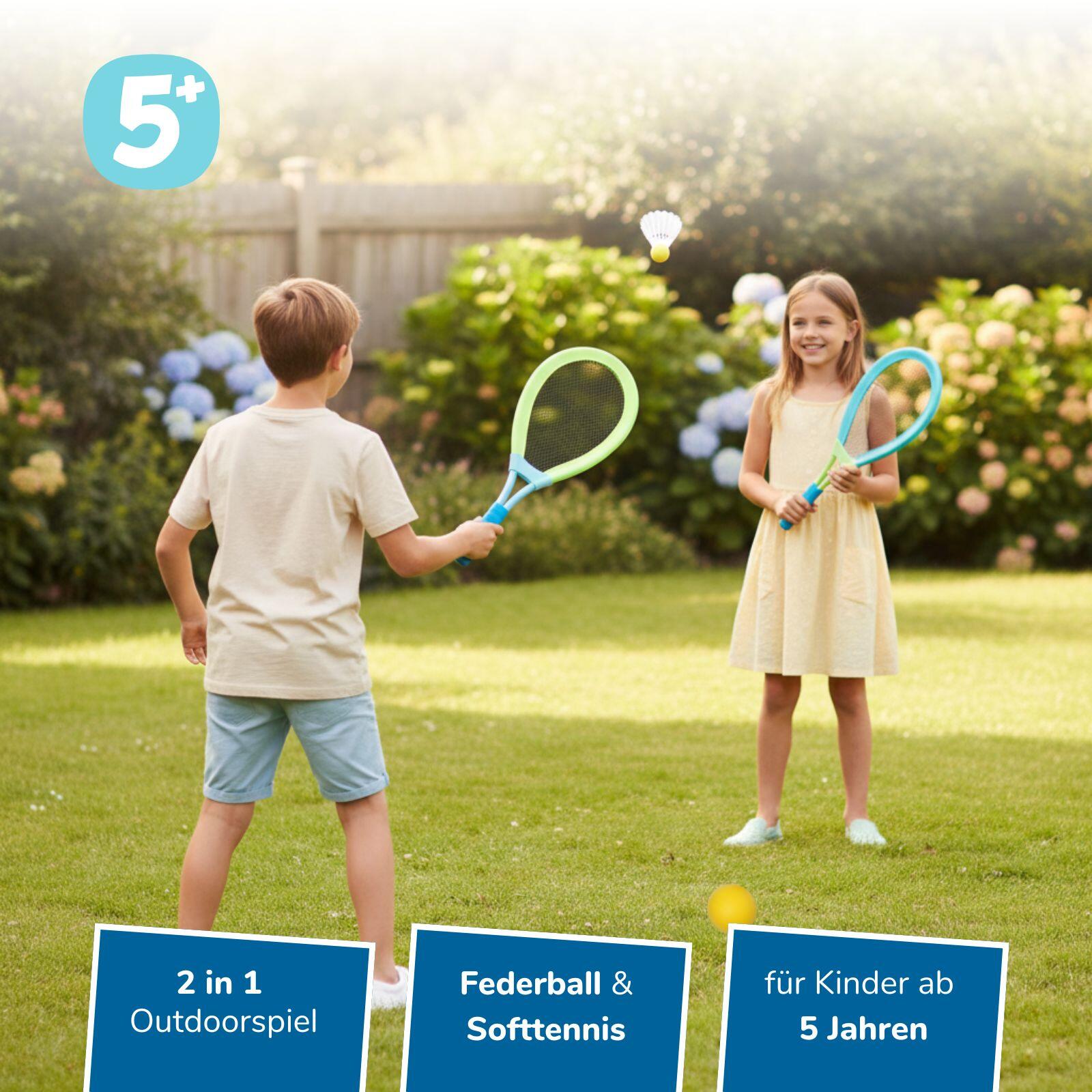 2 in 1 Riesen Federball & Soft-Tennis Set - XL Beachball-Set für Kinder ab 5 2/7