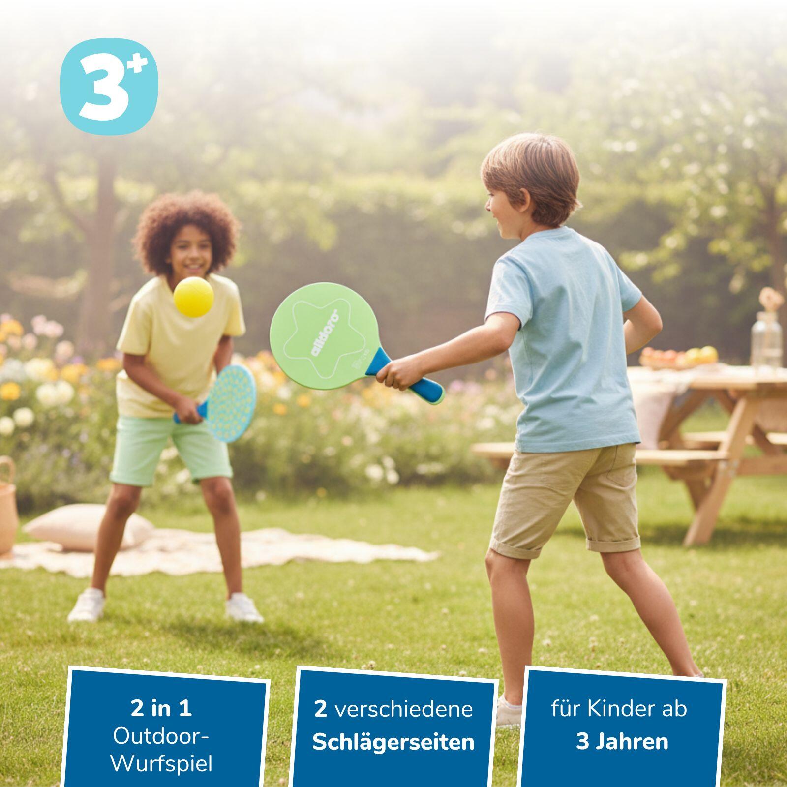 2in1 Beachball-Set, Beachtennis mit Saugnapf-Schlägern für Strand & Garten 2/8