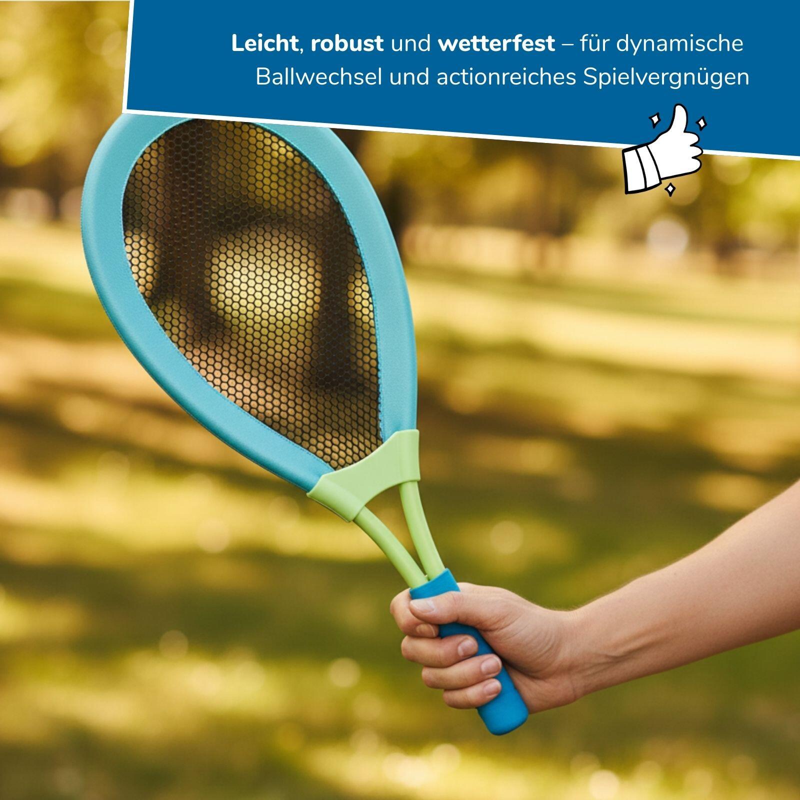 2 in 1 Riesen Federball & Soft-Tennis Set - XL Beachball-Set für Kinder ab 5 6/7