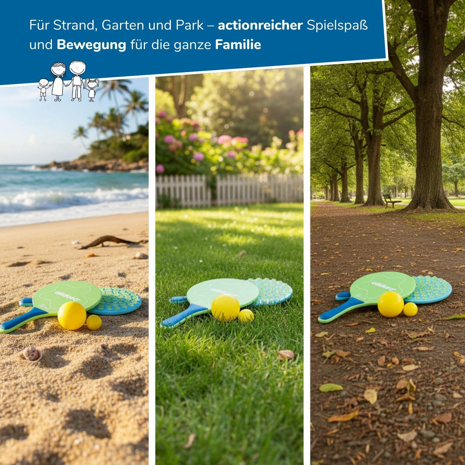 2in1 Beachball-Set, Beachtennis mit Saugnapf-Schlägern für Strand & Garten 6/8