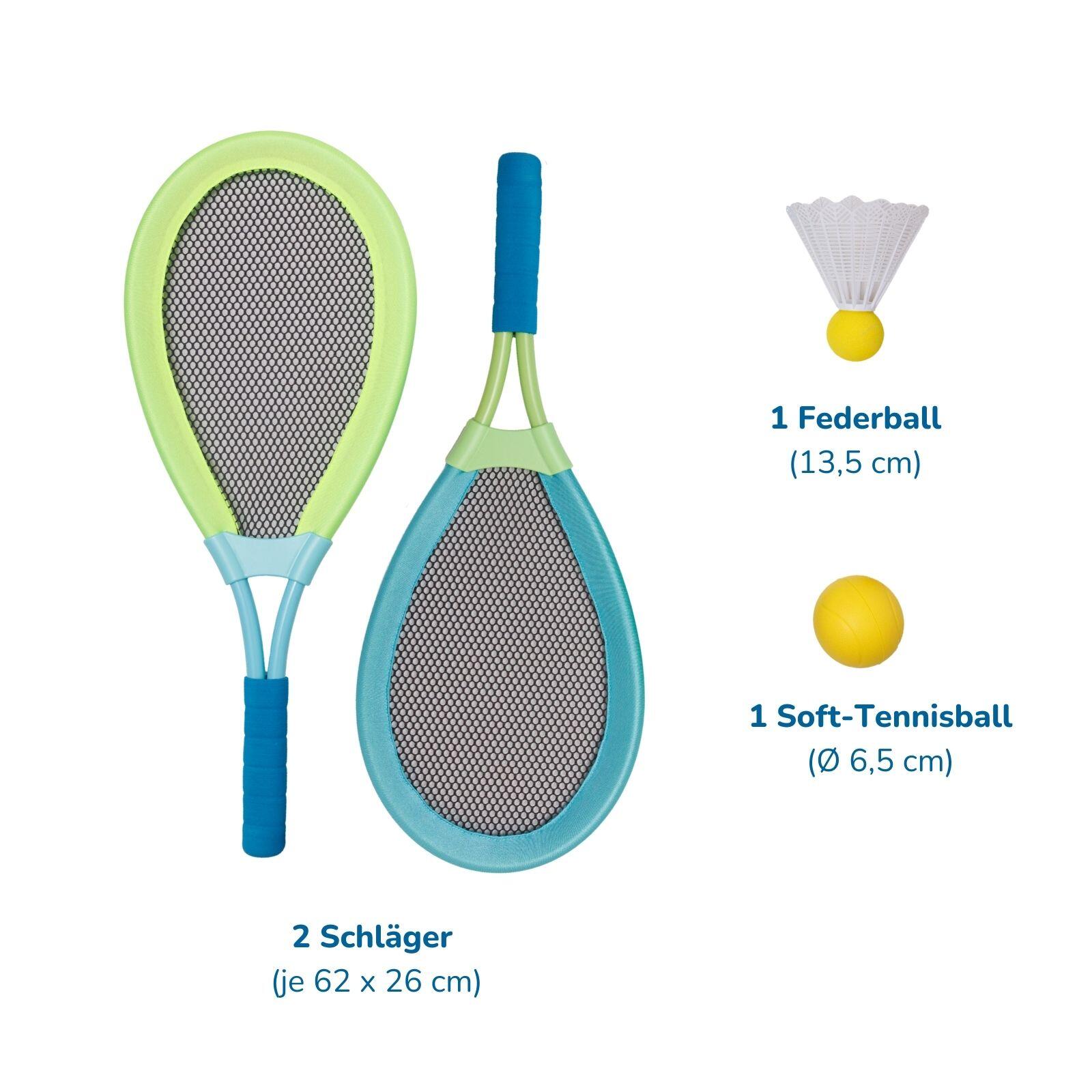 2 in 1 Riesen Federball & Soft-Tennis Set - XL Beachball-Set für Kinder ab 5 7/7
