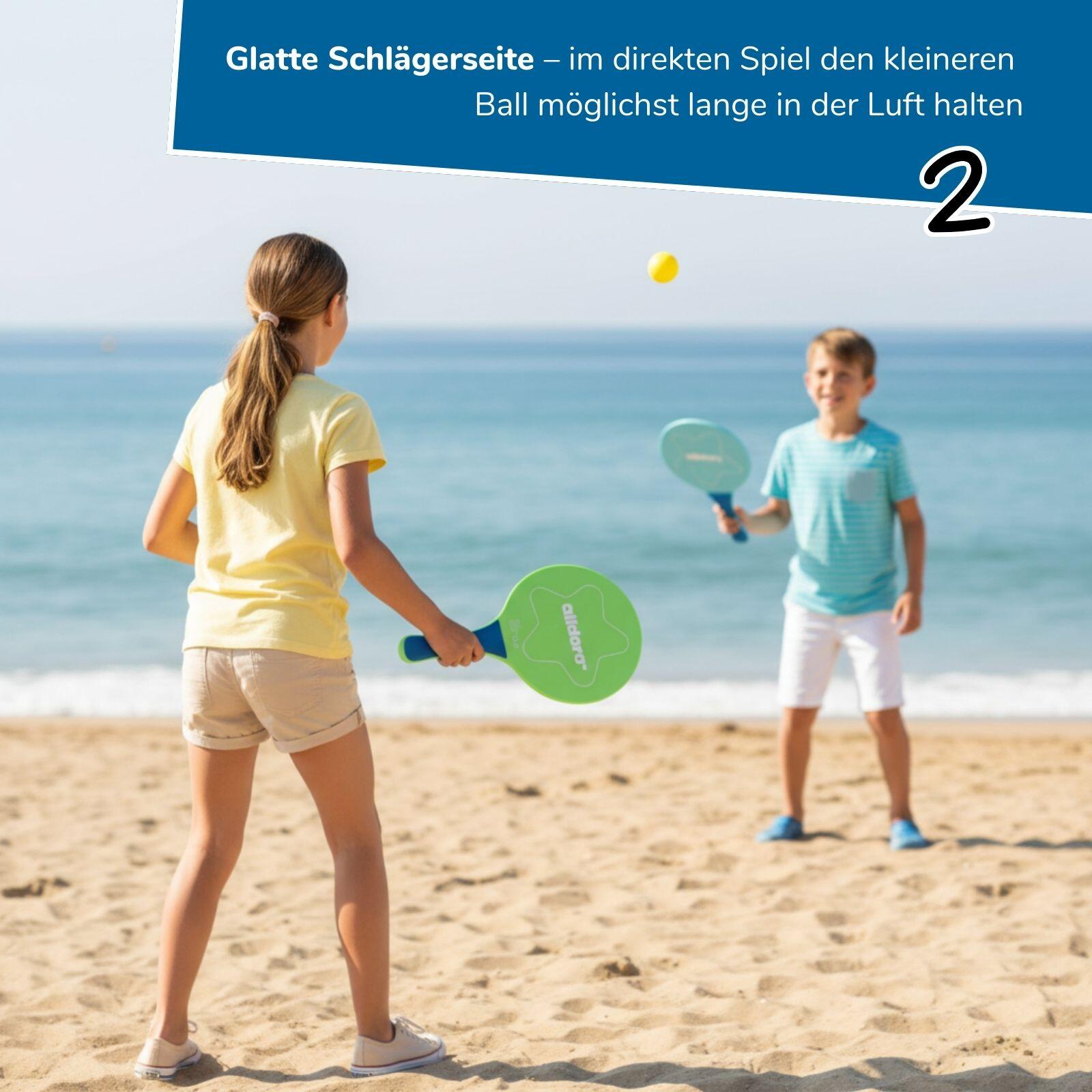 2in1 Beachball-Set, Beachtennis mit Saugnapf-Schlägern für Strand & Garten 5/8