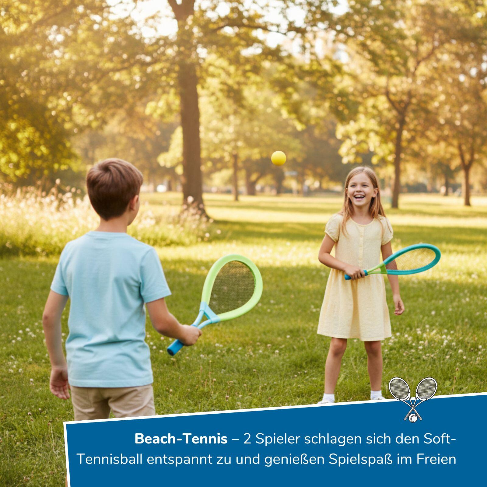 2 in 1 Riesen Federball & Soft-Tennis Set - XL Beachball-Set für Kinder ab 5 4/7