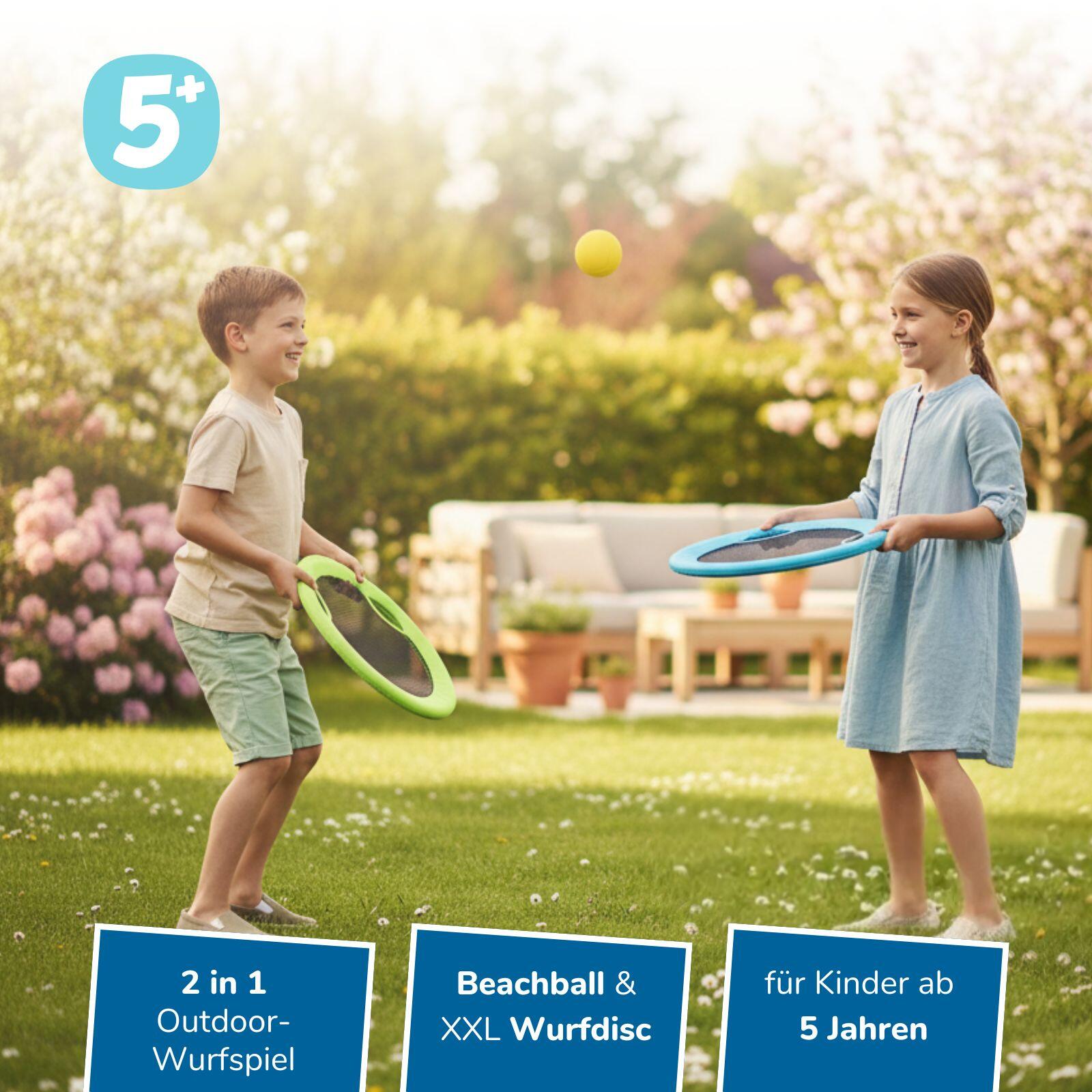 2 in 1 Beachball & XL Wurfscheibe - Strandspiel-Set für Kinder ab 5 Jahre 2/7