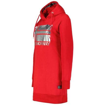 Długa bluza damska z kapturem Geographical Norway Fabienne Red DB Lady czerwona