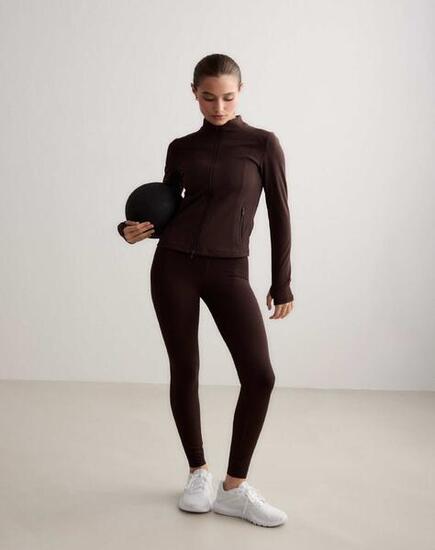 Damskie leginsy wysoki stan, squat proof, szybkoschnące Sense czekoladowy
