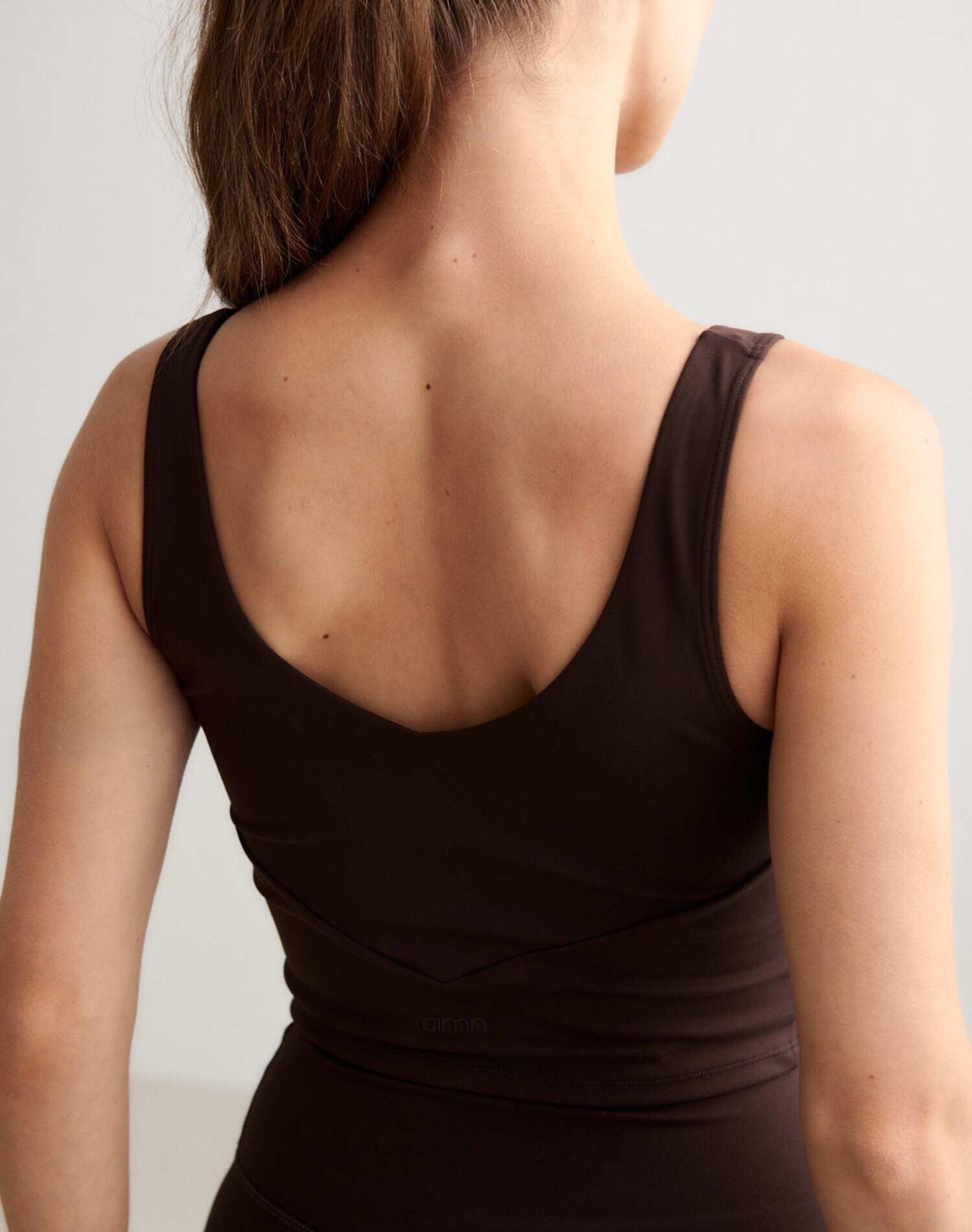 Femme Soutien-gorge de sport à col en V Bralette Chocolat 2/4