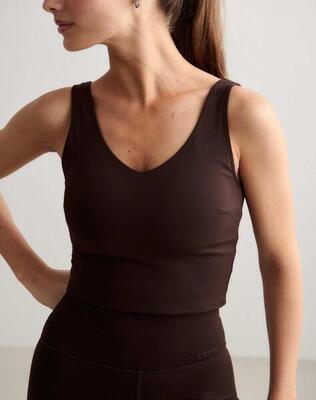 Dames sportbeha met v-hals bralette donkerbeige