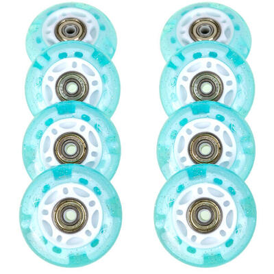 8x led-lichtgevende wieltjes + lagers voor zoya pu-rollers