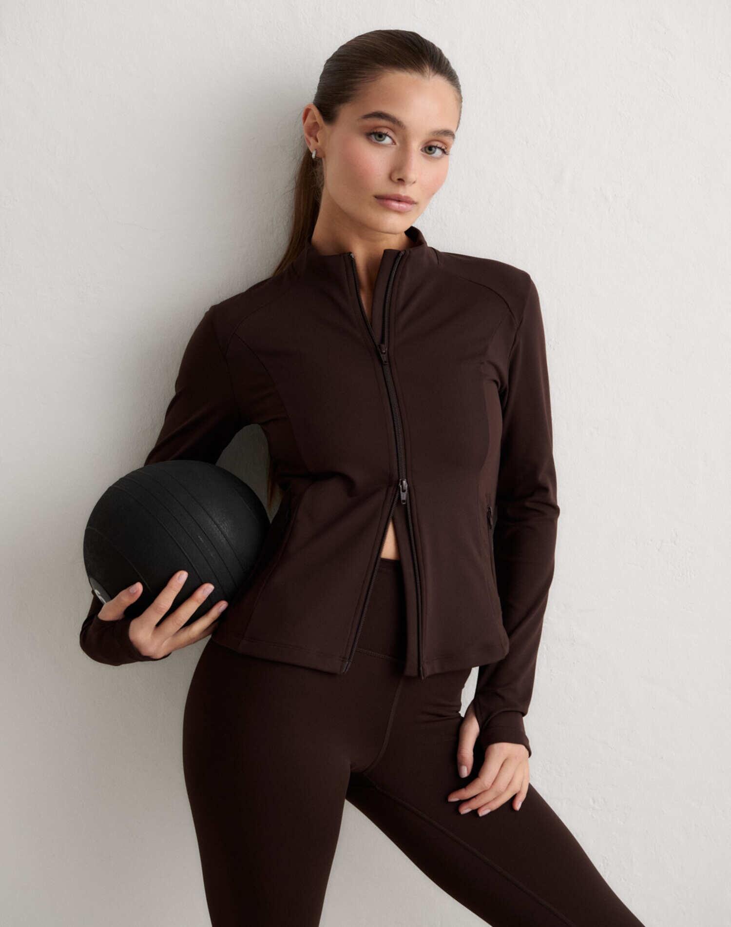 Femme Veste avec Fermeture Éclair Chocolat 4/6