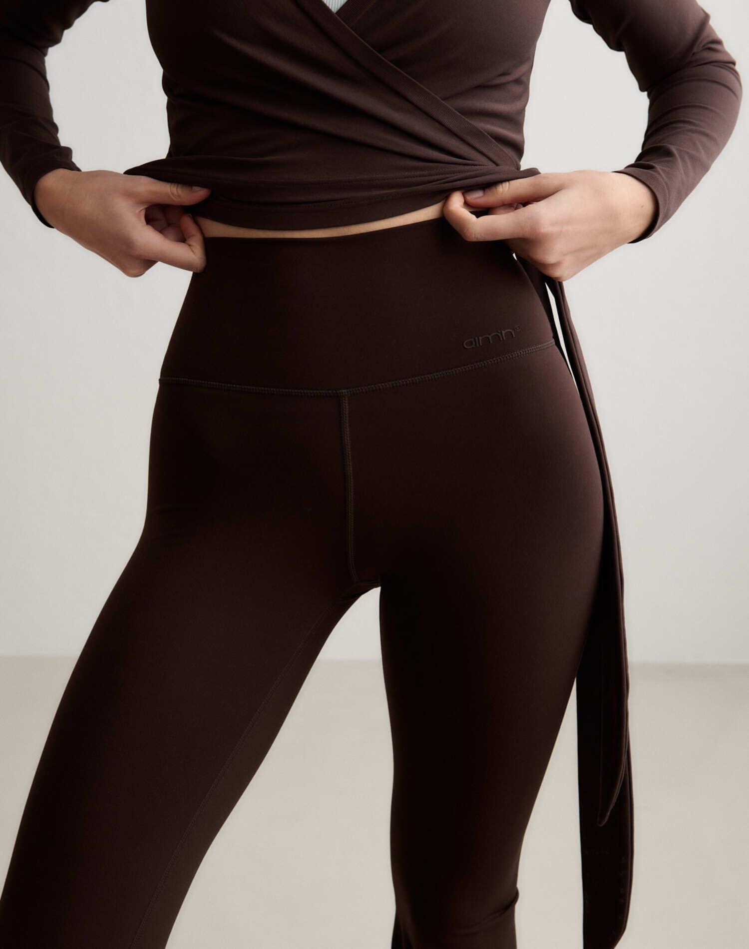 Damen Leggings mit Schlag Feuchtigkeitsableitend Schokolade 5/6