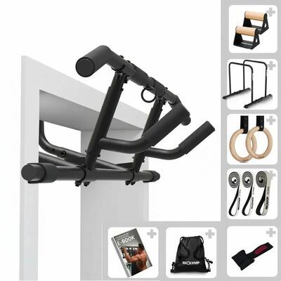 Calisthenics pro set – optrekstang, dip bars, ringen & weerstandsbanden