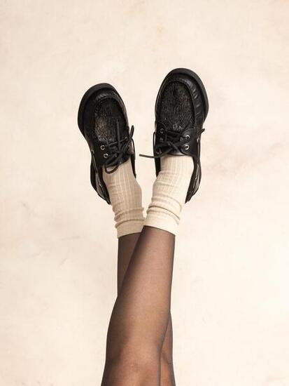 Chaussures bateau femme PHENISE Noir / Silver