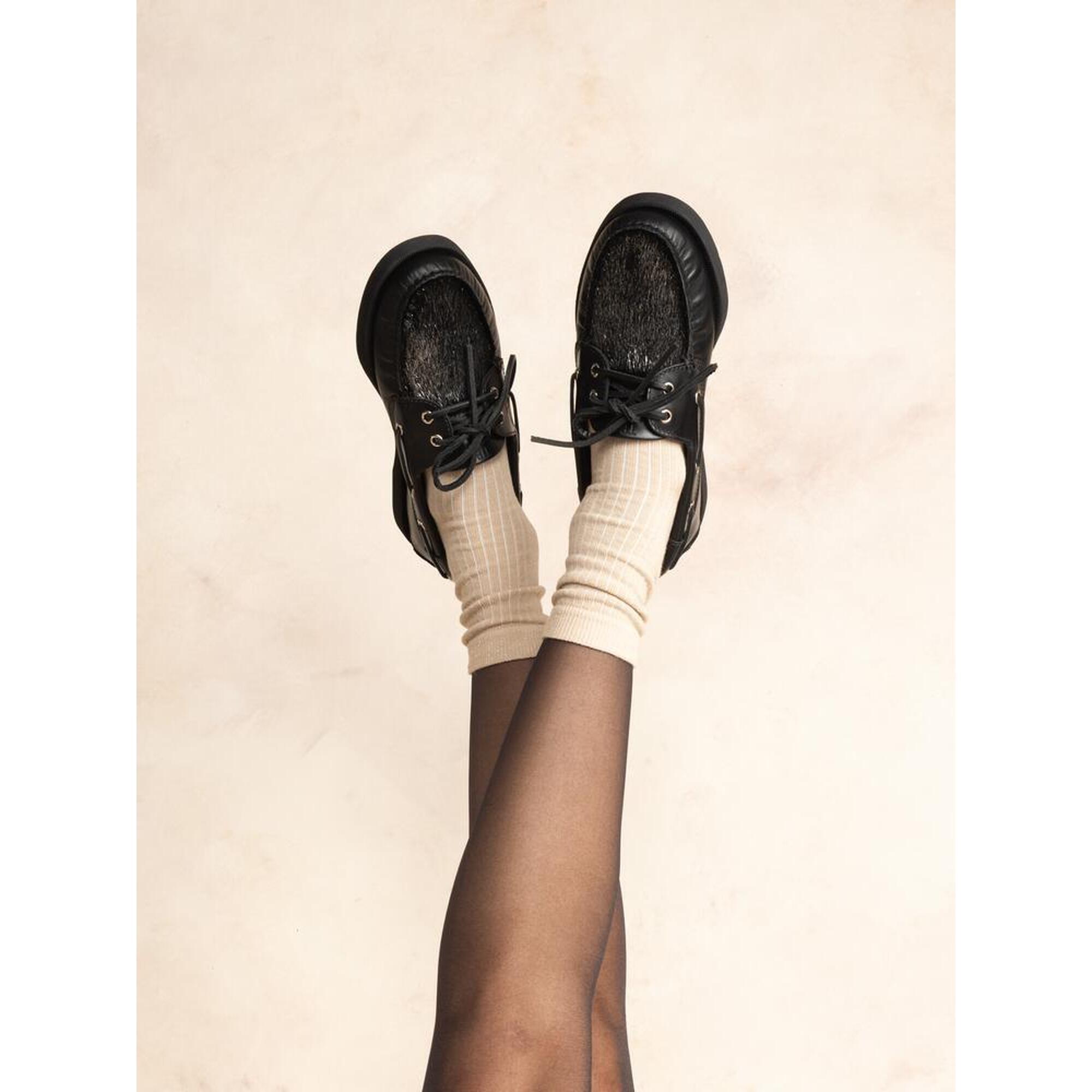 Tbs - 1973 Phenise Chaussures Bateau Femme Cuir Noir/silver - Chaussures Bateau - Noir - Decathlon