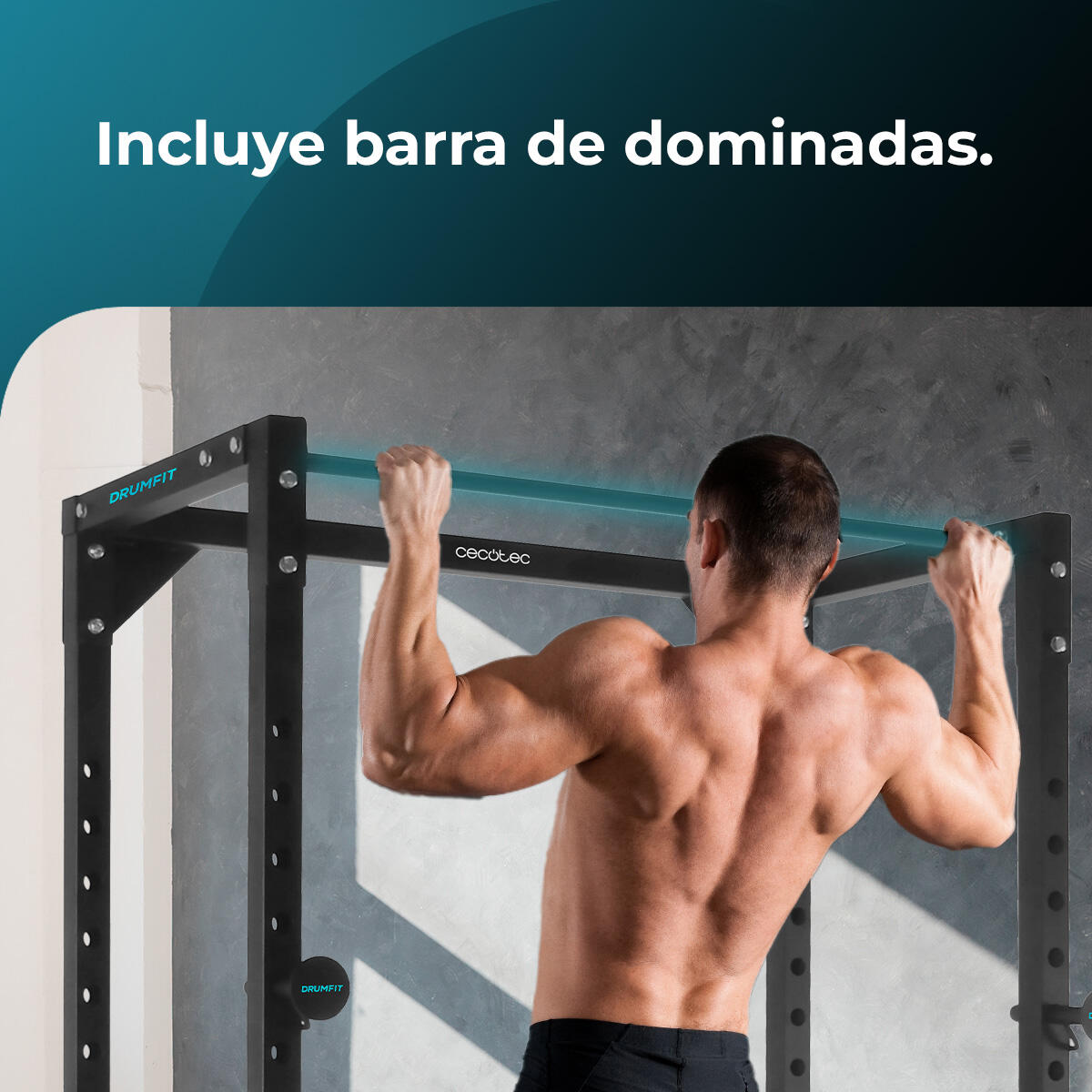 Cecotec Power Rack Jaula de Musculación y Dominadas, Estación de Ejercicio Drumf 6/7