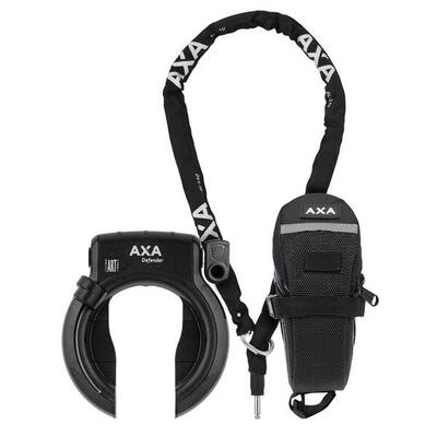 AXA Ringslot Defender con catena RLC140 e borsa da sella nero