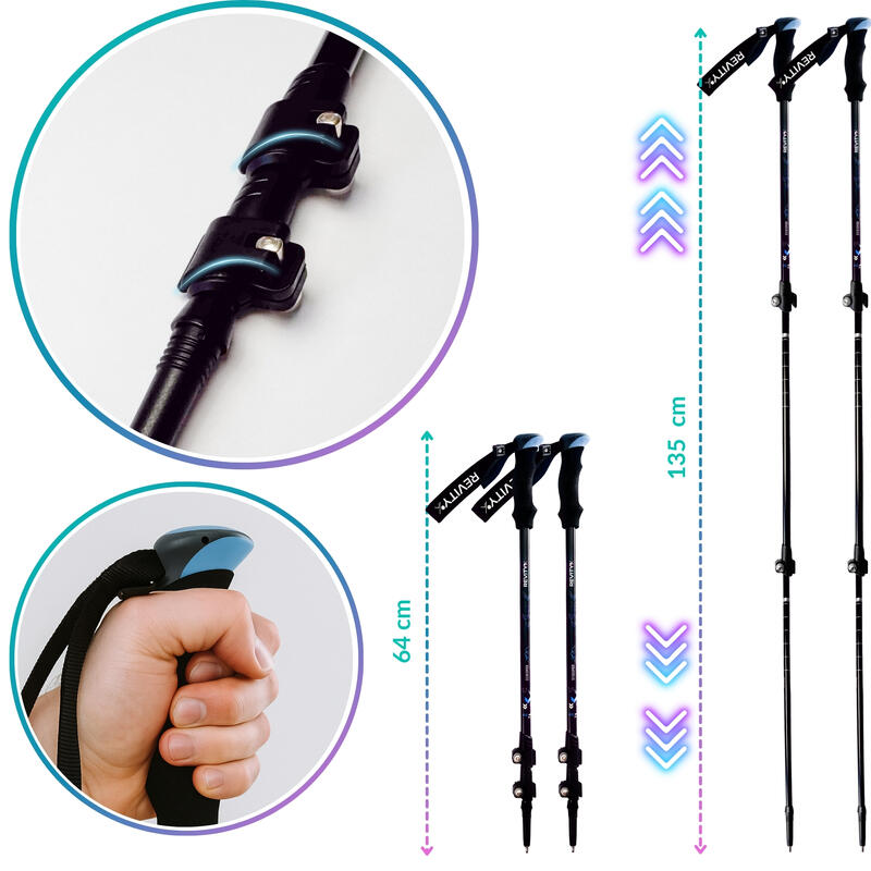 Bețe trekking/nordic walking telescopice Revity Discover 65-135 cm