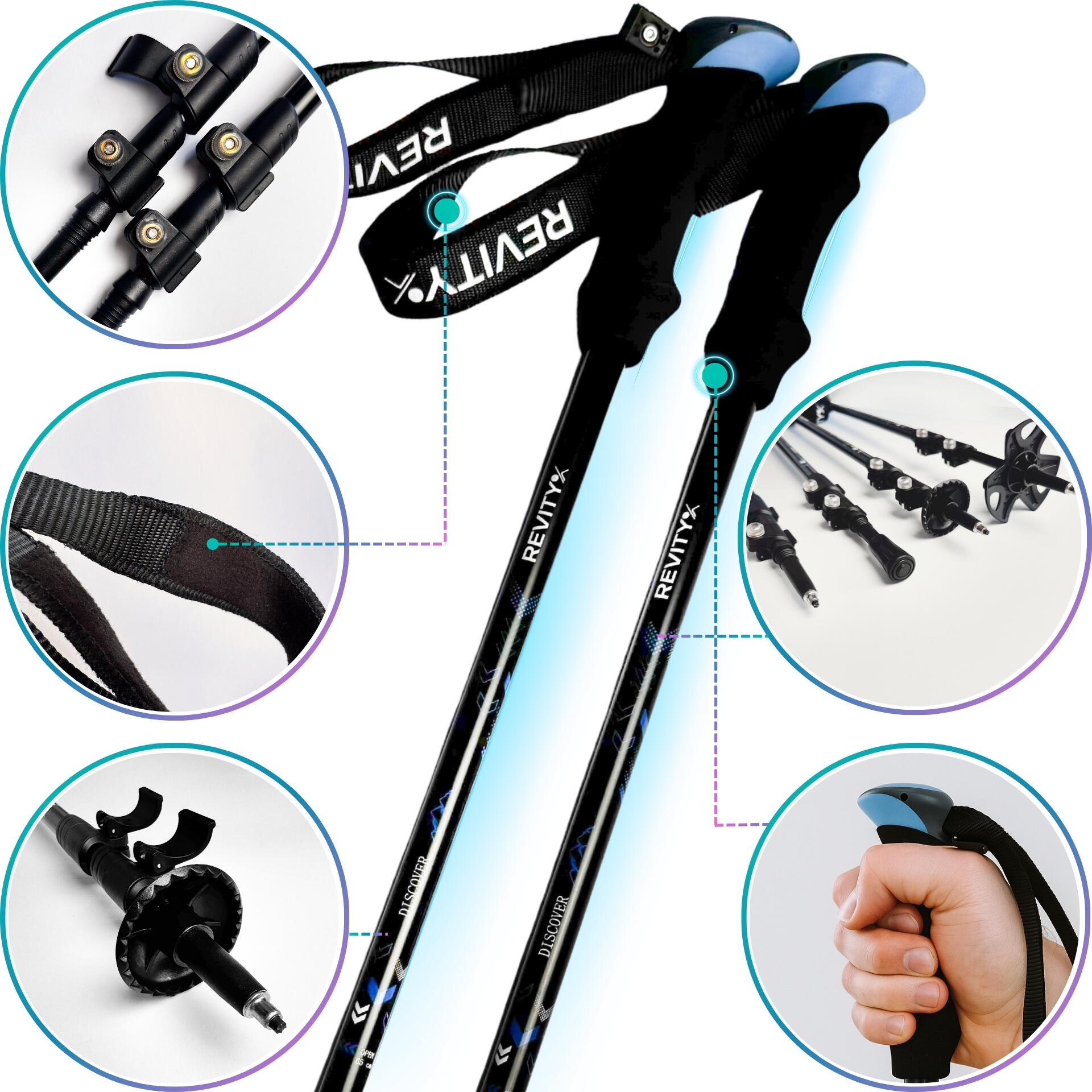 Bastões de Trekking Revity Discover 64–135 cm Alumínio 4/7