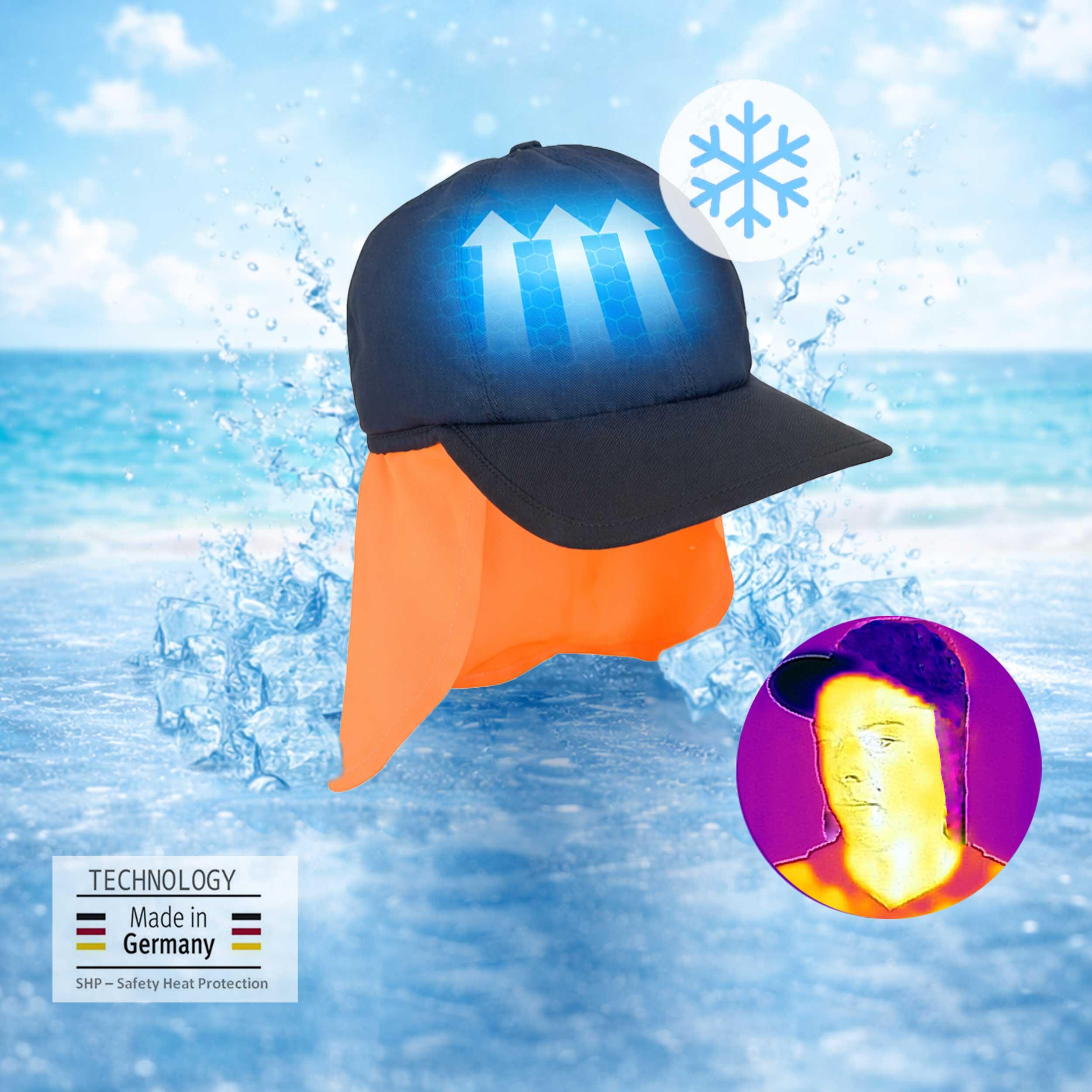 E.COOLINE SX3 koelcap PRO met nekbescherming | geactiveerd met water | wasbaar 4/9