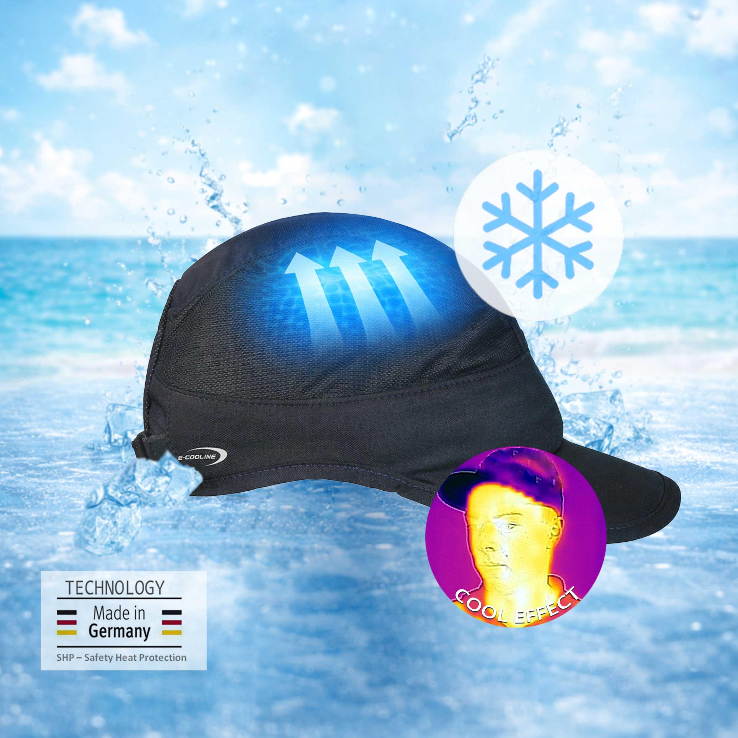 E.COOLINE Powercool SX3 Basecap light| Cappello raffreddante| attivato con acqua 5/9