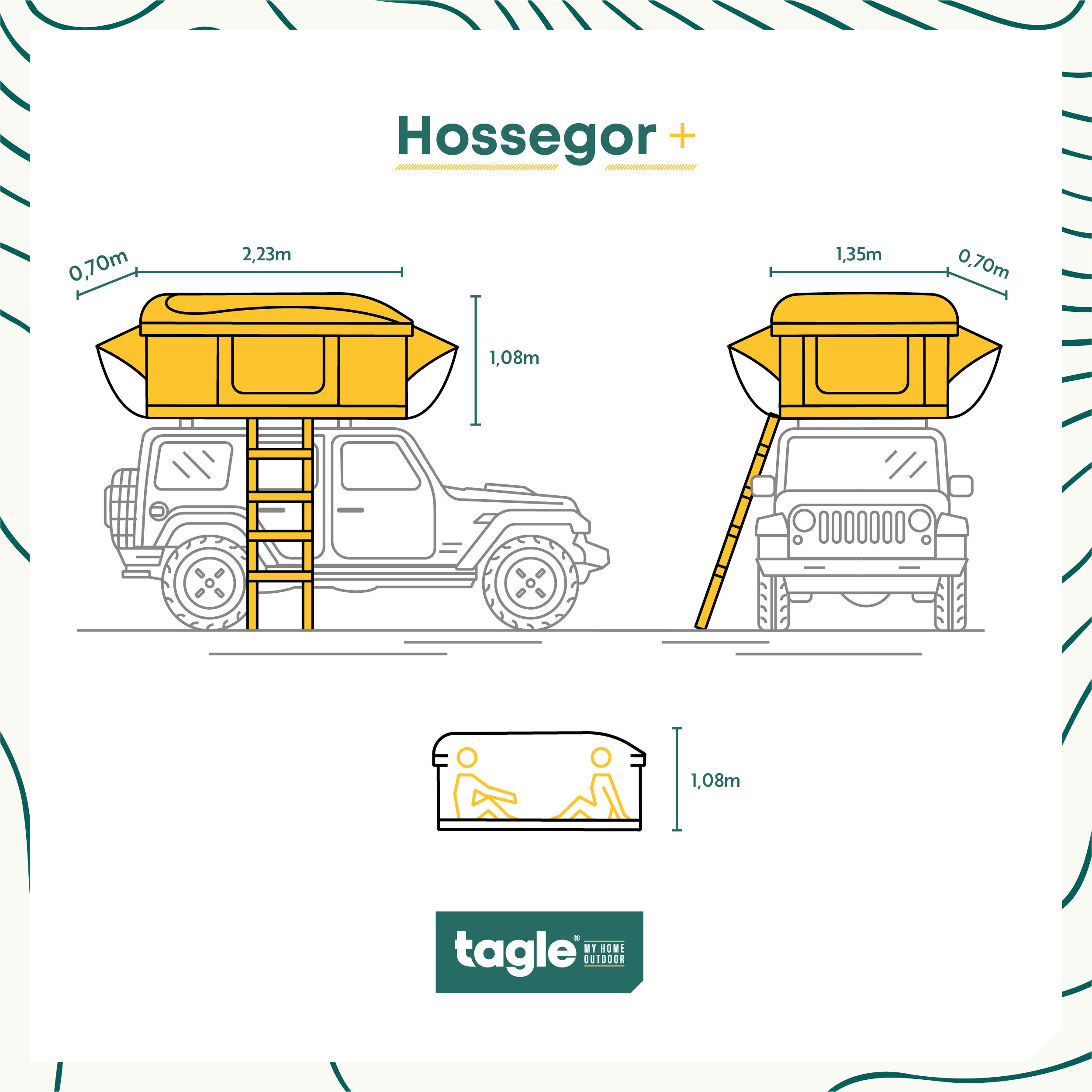 Tente de toit TAGLE Hossegor 2 personnes, imperméable, LED intégrée, pliable 2/9