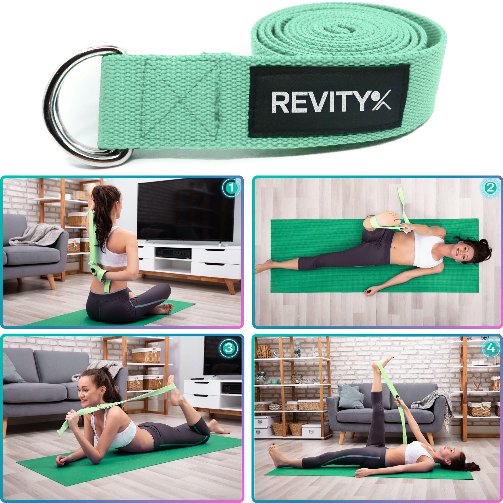 Correa yoga/pilates de 200 × 3,8 cm + plan de entrenamiento en PDF, menta 3/7