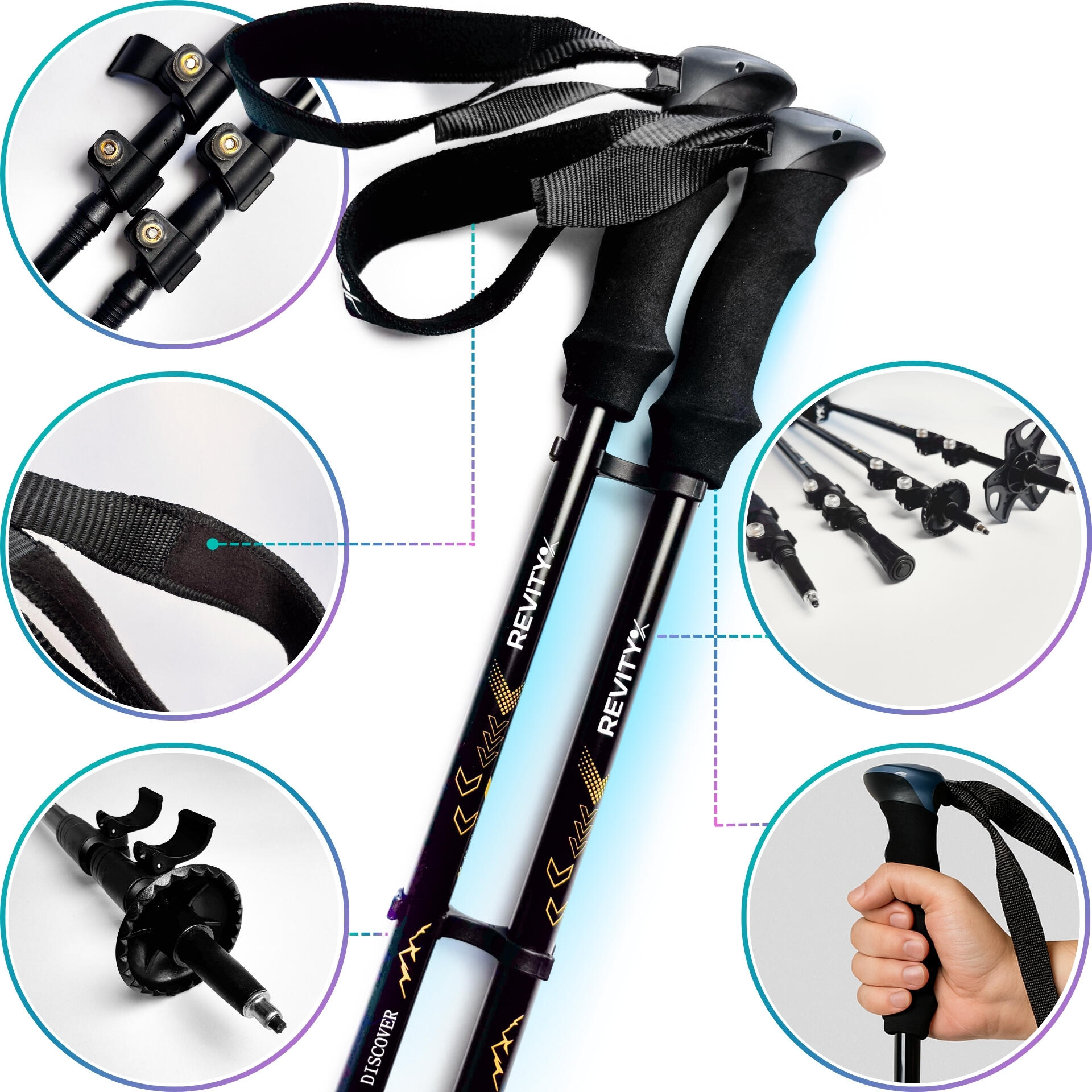 Trekkingstokken - stoken voor nordic walking Discover 65 - 135 cm telescopische 3/7