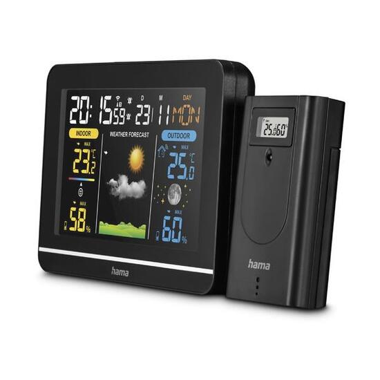 HAMA Wetterstation m. Außensensor, Hygrometer, Farbdisplay, DCF-Uhr,