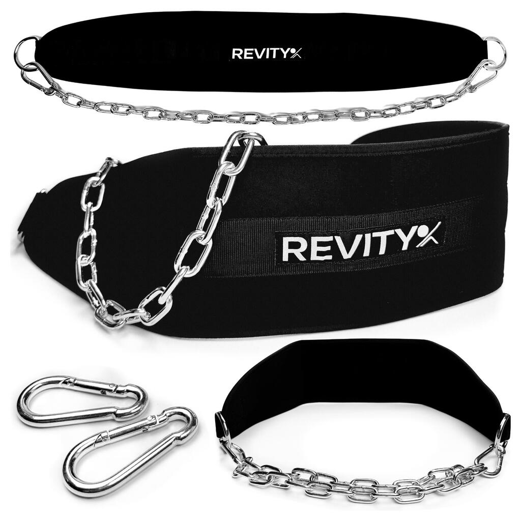 Weight Training Dip Belt with Chain, Black