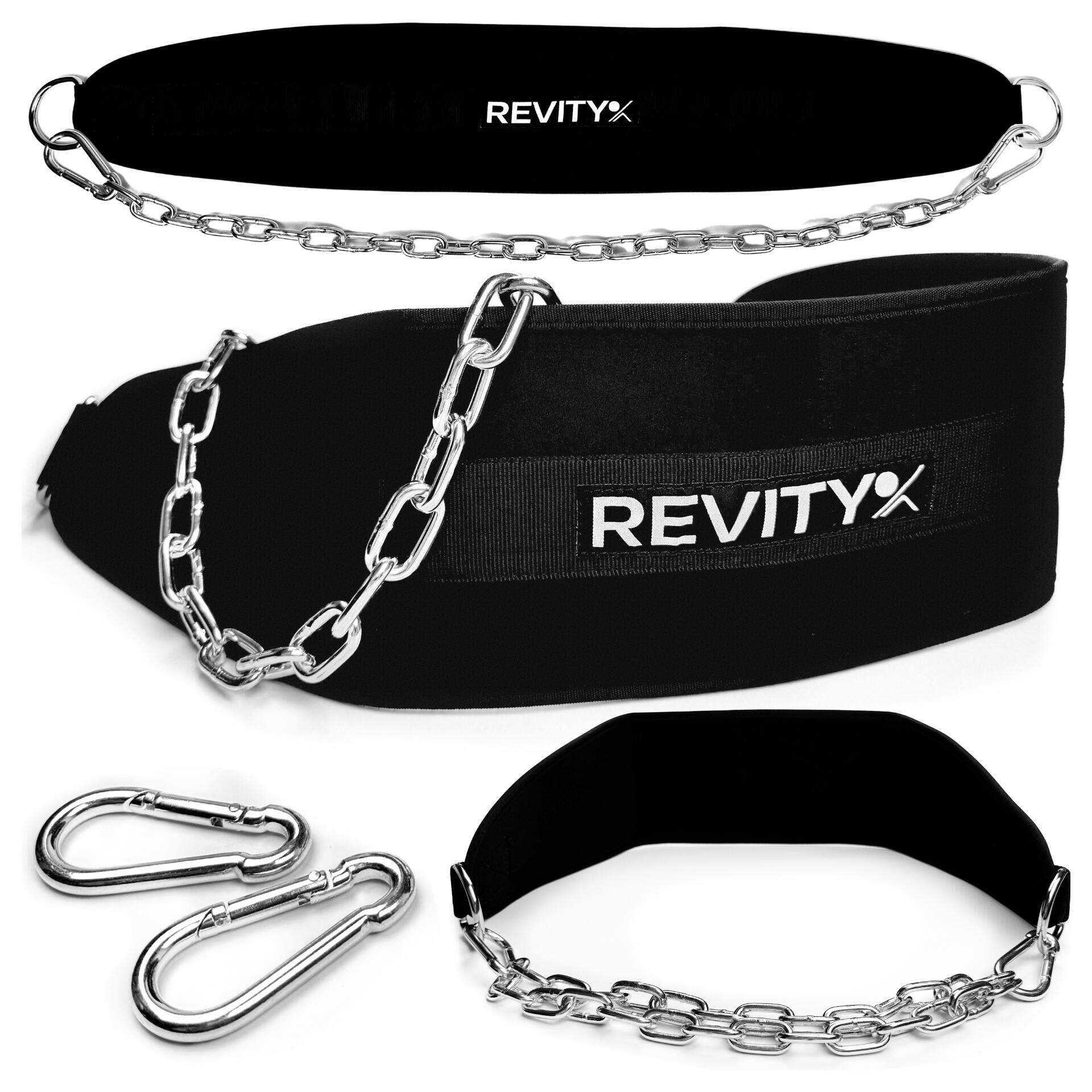 REVITY Zátěžový pás pro dipy se řetězem REVITY Dip Belt - kulturistický