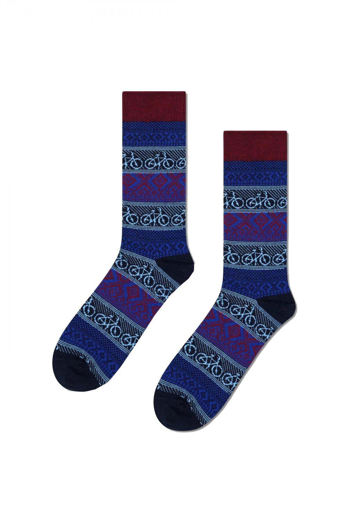 Calzini Happy Socks Modello Bike Jaquard Colore Blu 5/5