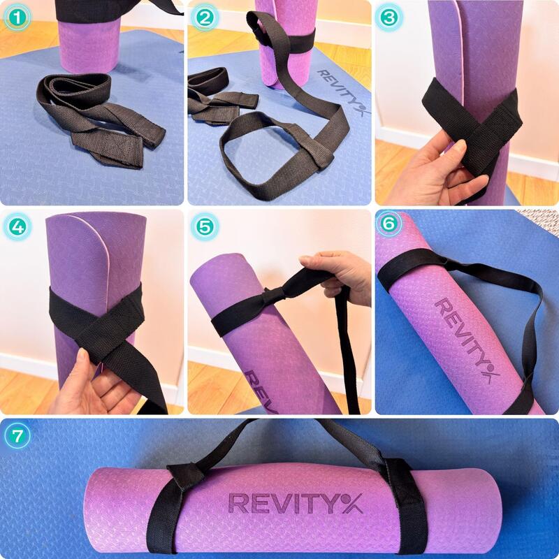Curea de transport pentru saltea de exercitii reglabilă Revity 140 x 4 cm, negru