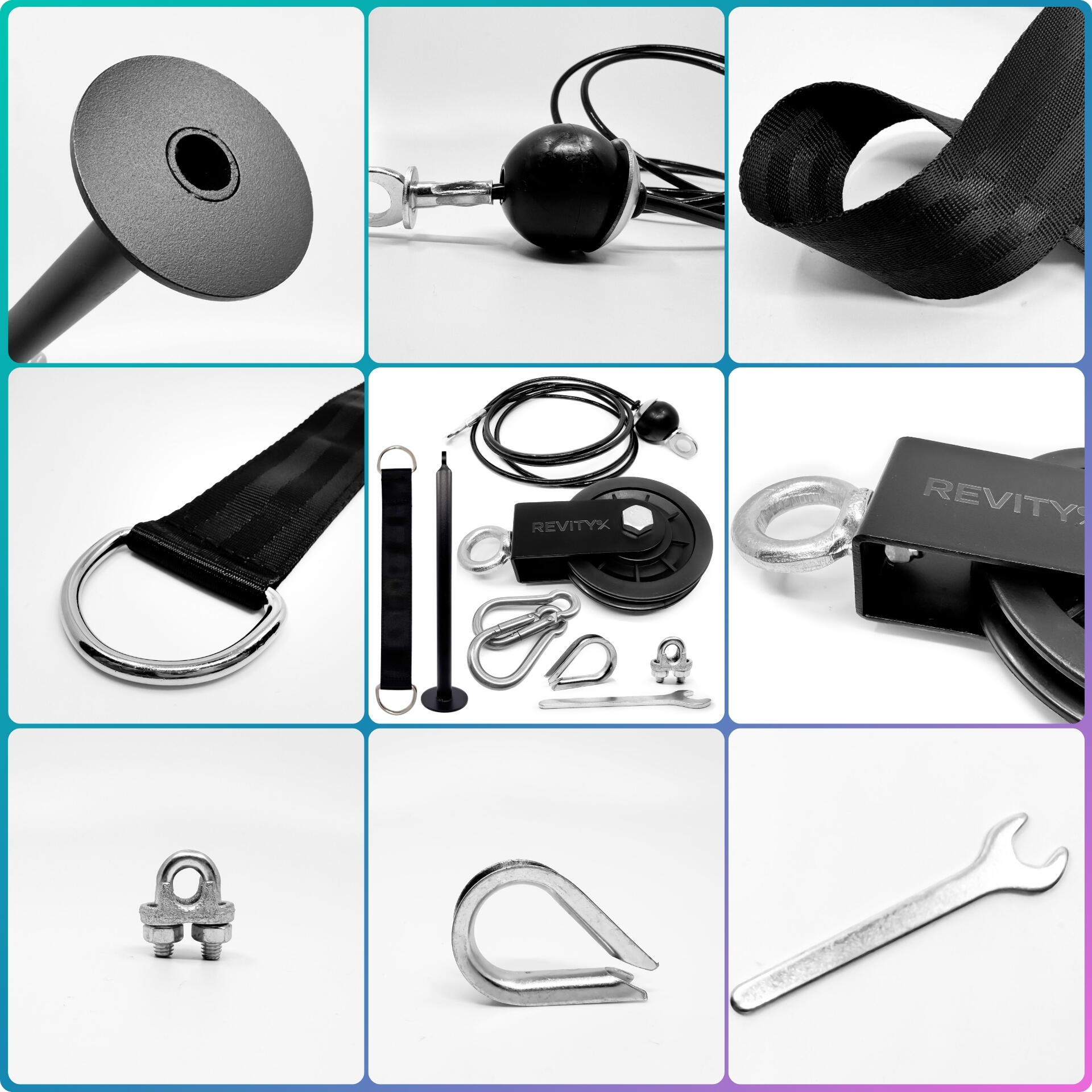 Sistema de polea de cable para casa con barra y soporte para discos 7/7