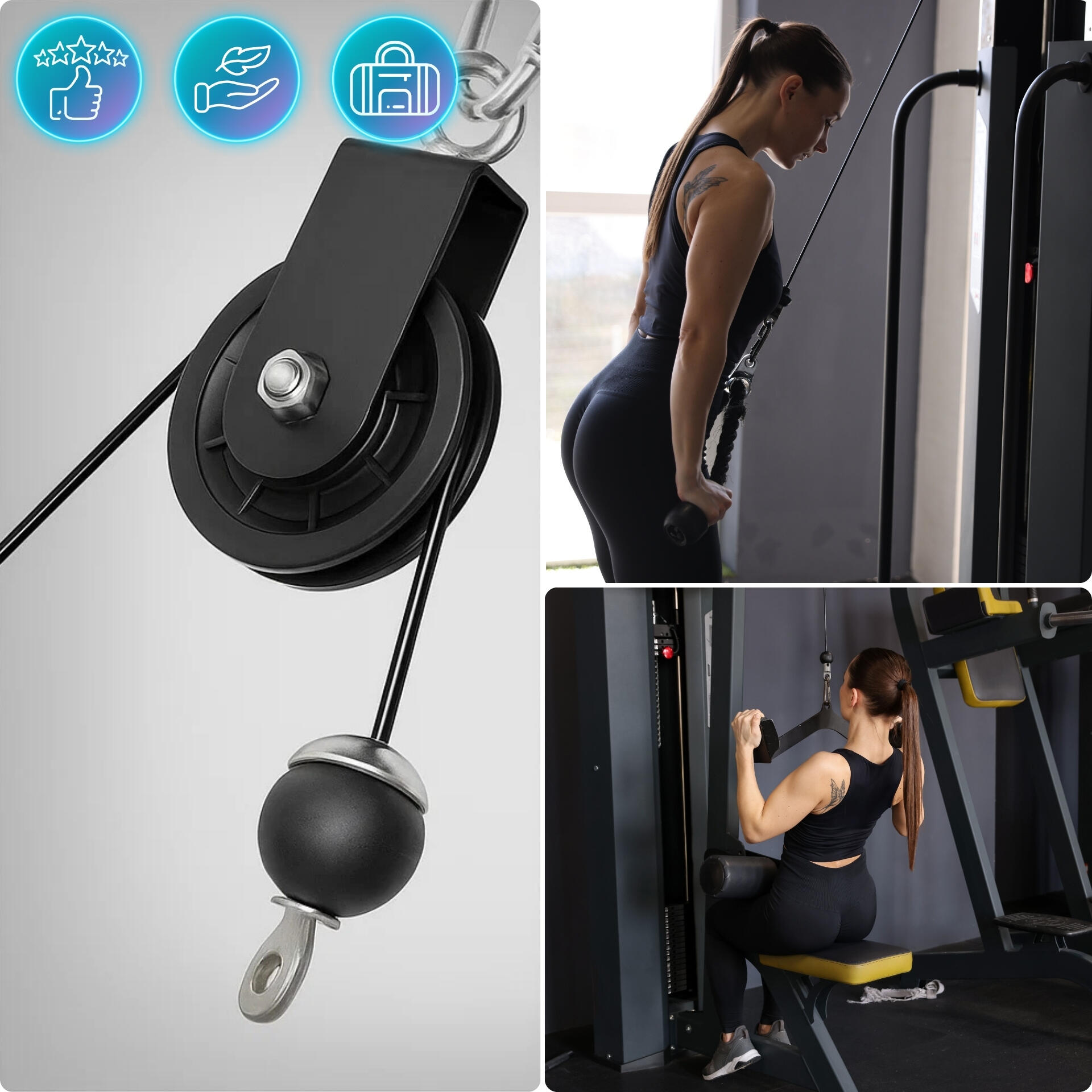 Sistema de polea de cable para casa con barra y soporte para discos 4/7