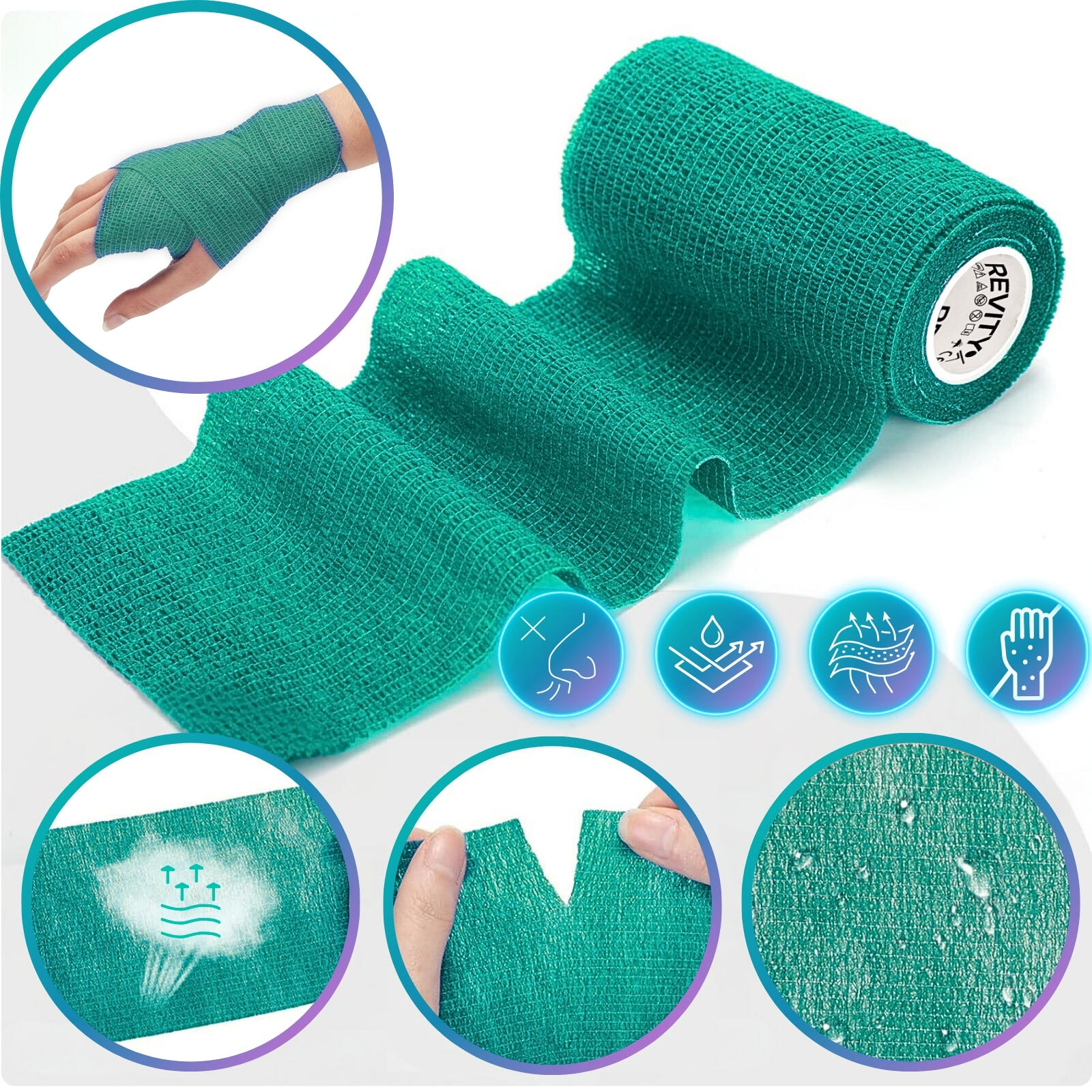Ligadura coesiva Revity 10 cm x 4,5 m, verde 4/7