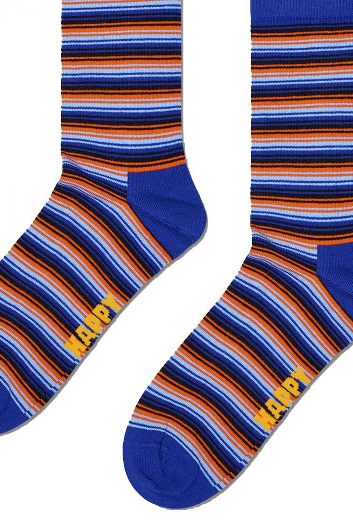 Meias Happy Socks Modelo Mini Stripe Cor Azul 3/5